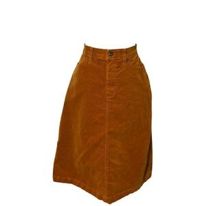 St. John's Bay Burnt Orange Corduroy Midi Skirt Retro Boho Cotton Womens 10